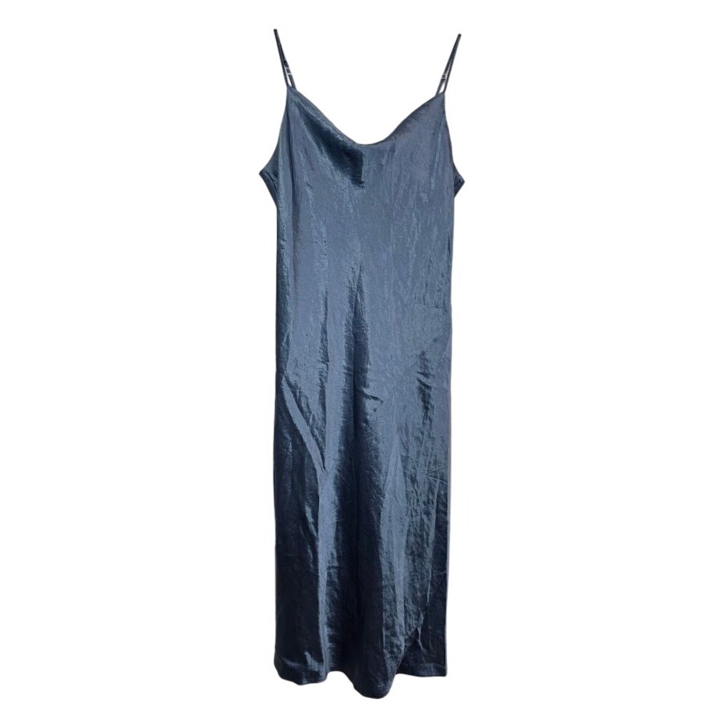 Aritzia Babaton Women's‎ L Model Satin Midi Slip Dress Blue Cowl Neck 105116